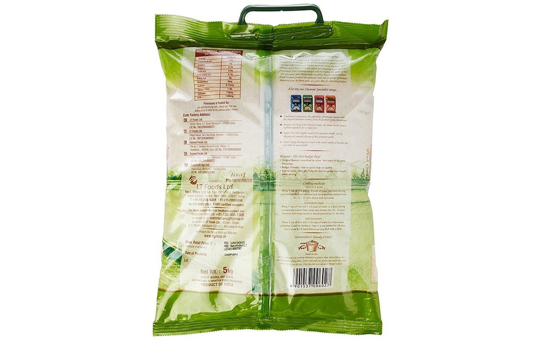 Daawat Rozana Basmati Rice Gold Pack 5 kilogram Reviews Nutrition